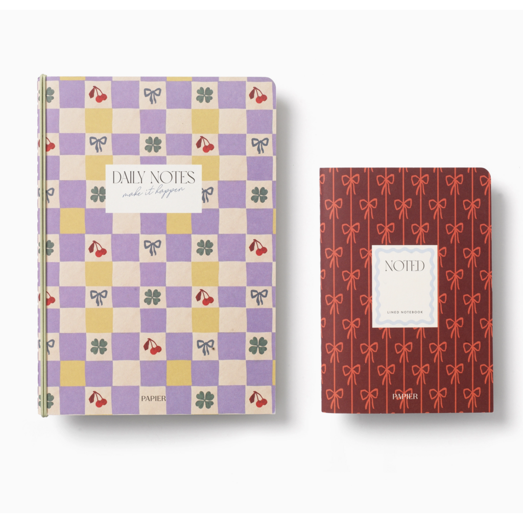 Checkerboard & Bows -Lined Notebook Set Softcover A5 & A6 Set Softcover A5 & A6 - Checkerboard & Bows