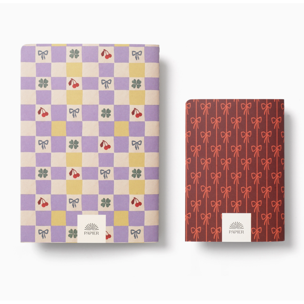 Checkerboard & Bows -Lined Notebook Set Softcover A5 & A6 Set Softcover A5 & A6 - Checkerboard & Bows