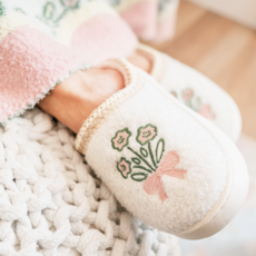 Patchwork Floral Platform Sole Embroidered Slippers