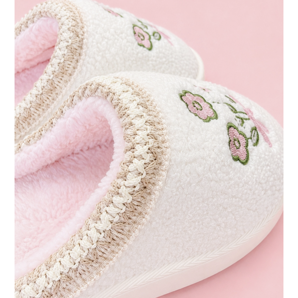 Patchwork Floral Platform Sole Embroidered Slippers