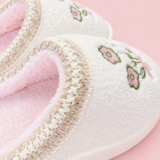 Patchwork Floral Platform Sole Embroidered Slippers
