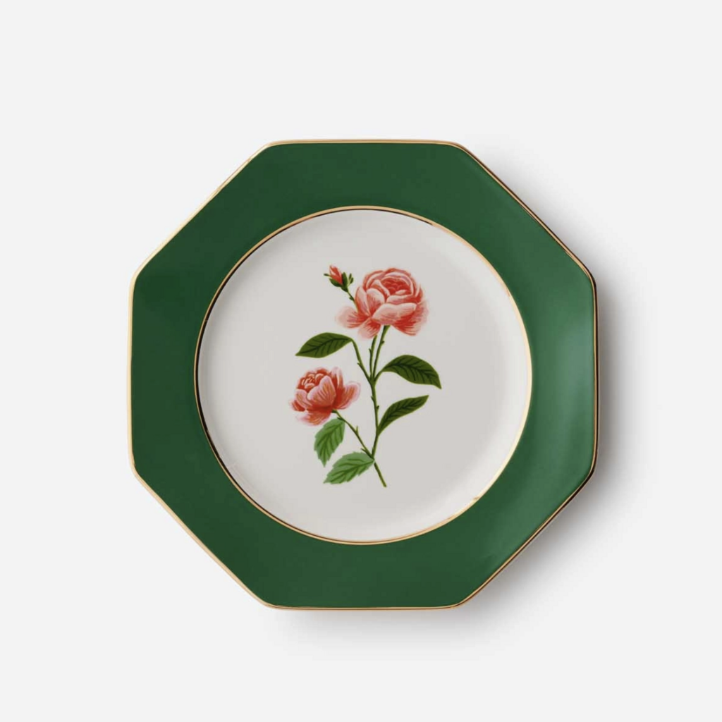 Roses Porcelain Dessert Plate Set