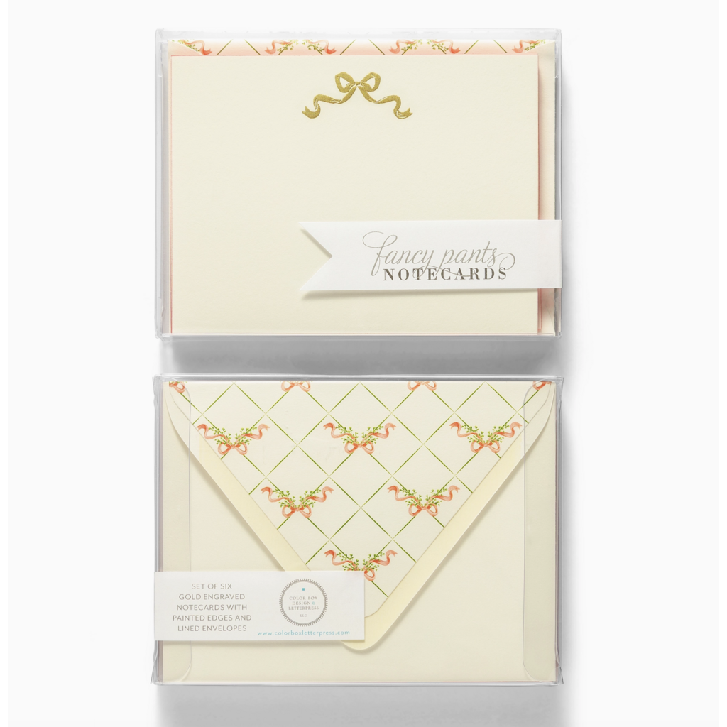 Bow Fancy Pants Engraved Notecards