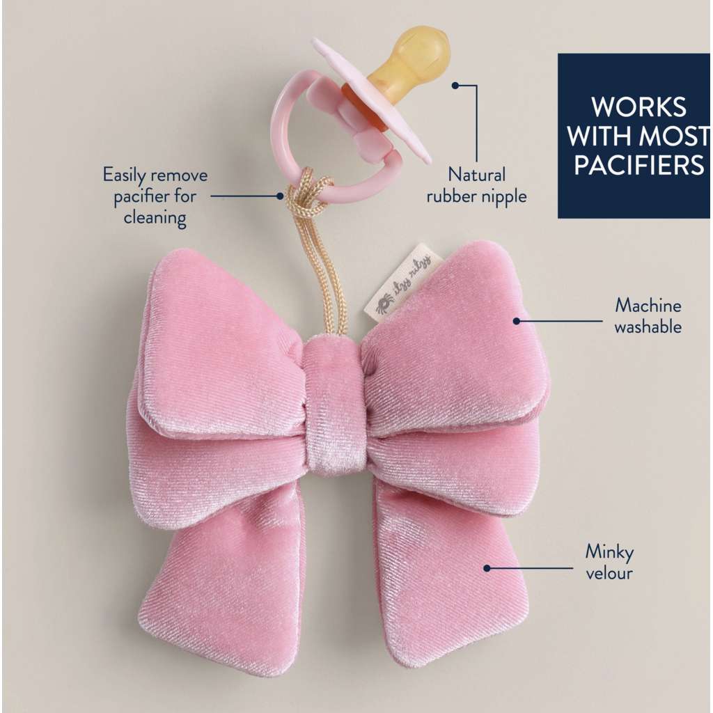 Bitzy Pal Natural Rubber Pacifier & Plush - Bow