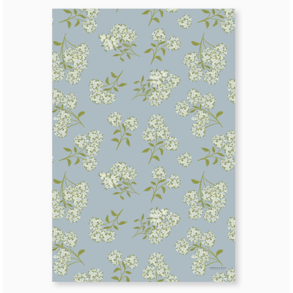 Hydrangea Gift Wrap Flat Sheet