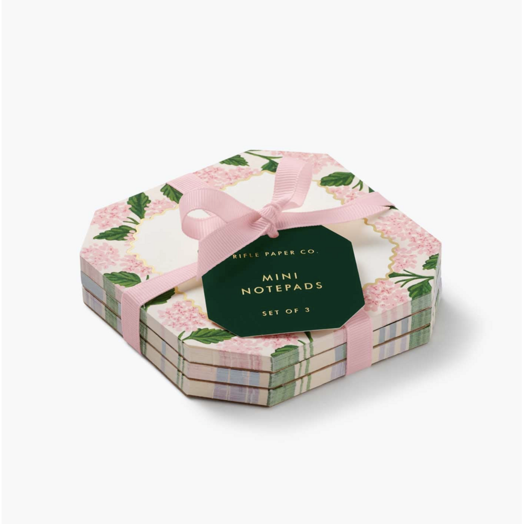 Pink Hydrangea Mini Notepad Trio
