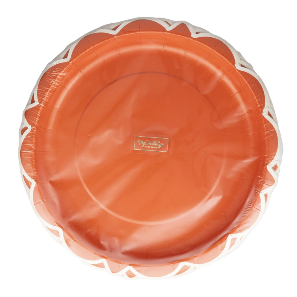 Falloween Rust Scalloped Round 10" Paper Plates