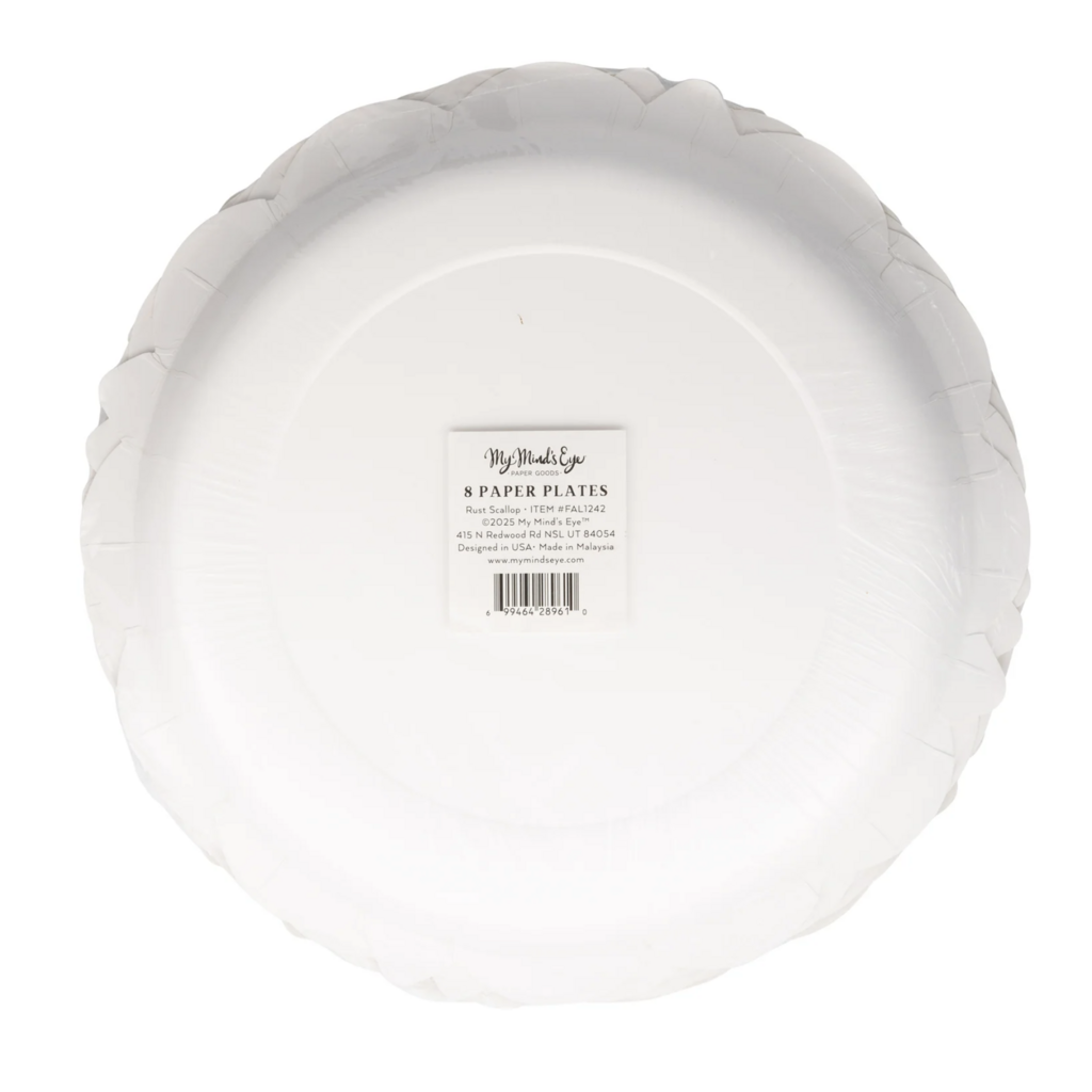 Falloween Rust Scalloped Round 10" Paper Plates