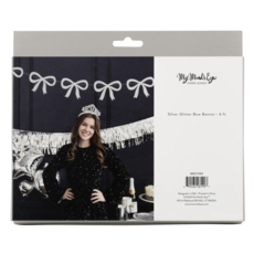 Silver Glitter Bow Banner