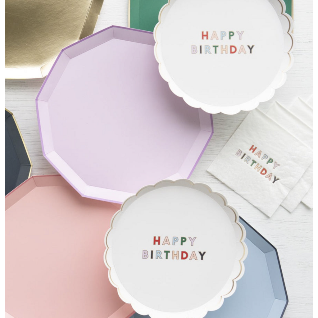 Blanc White Signature Happy Birthday Cocktail Napkins