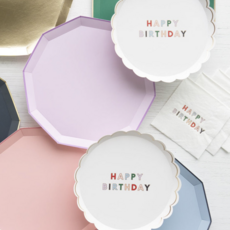Blanc White Signature Happy Birthday Cocktail Napkins