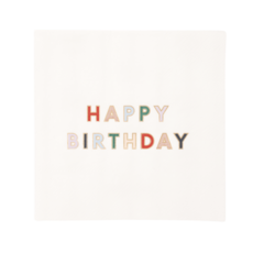 Blanc White Signature Happy Birthday Cocktail Napkins