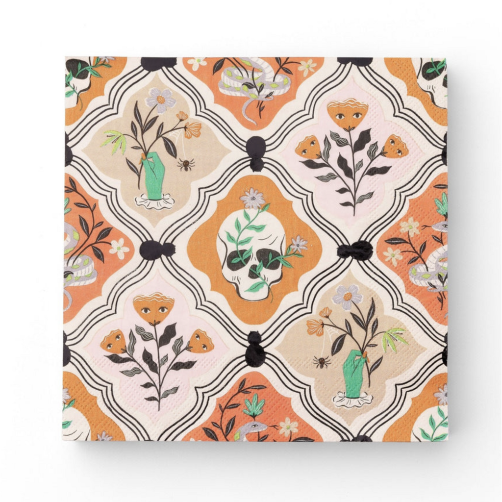 Floral Skulls Halloween Lunch Napkins