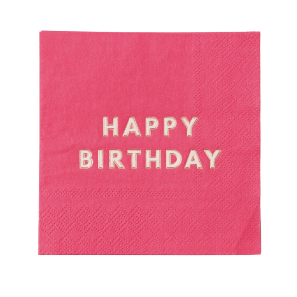 Hot Pink Happy Birthday Cocktail Napkins