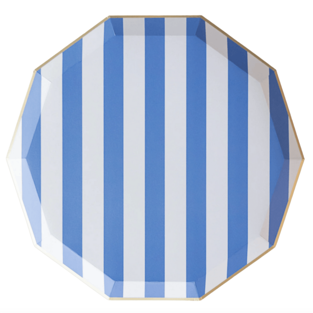 Palisades Blue Signature Cabana Stripe Plates