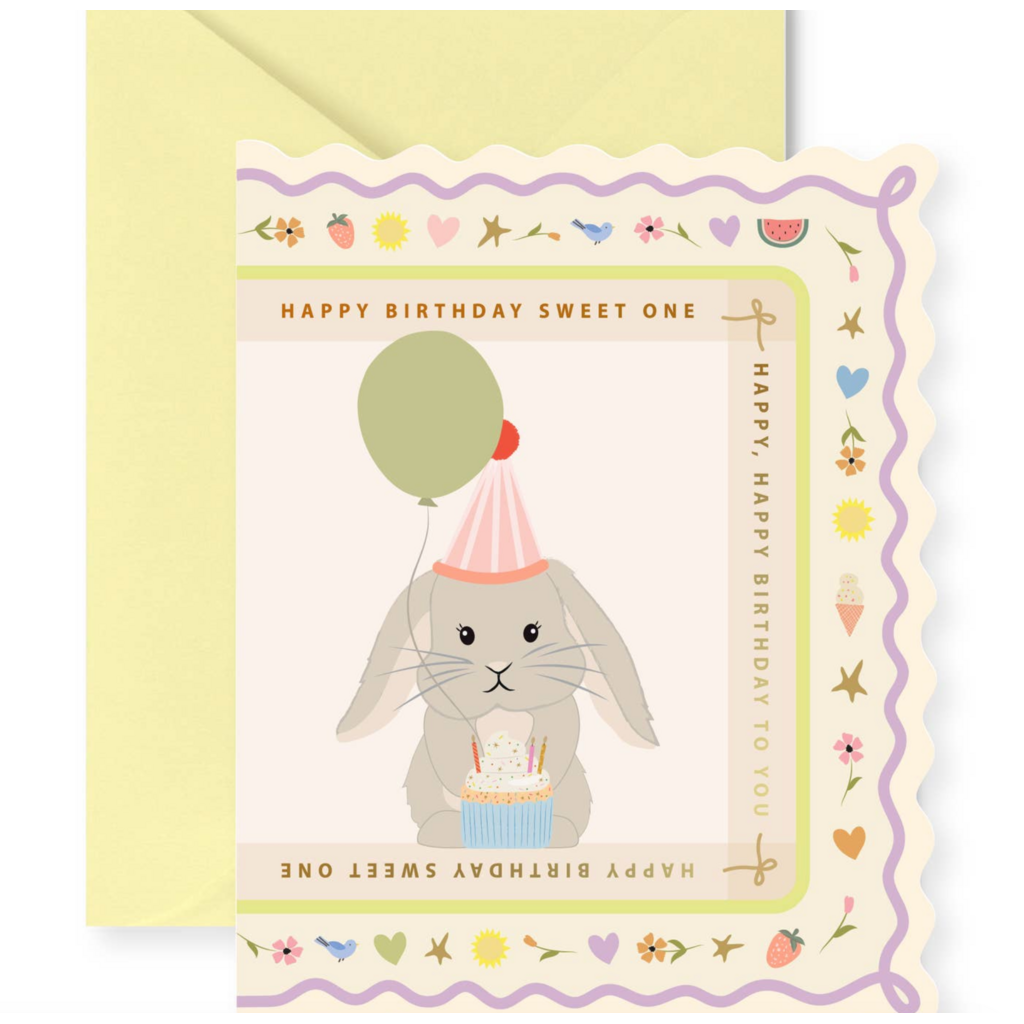 Birthday Bunny Scallop Greeting Card