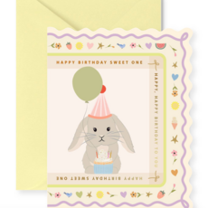 Birthday Bunny Scallop Greeting Card
