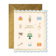 Birthday Icons Scallop Greeting Card