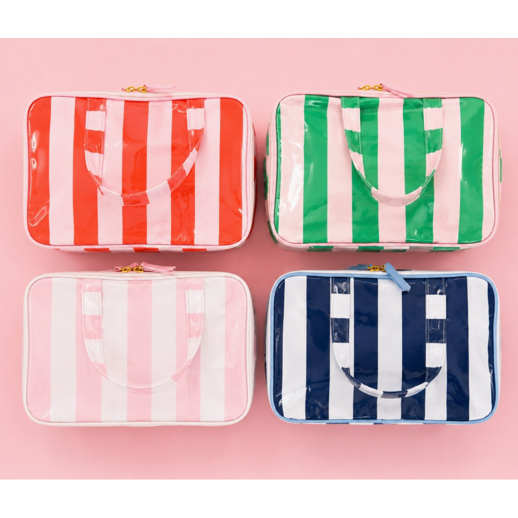 Colorful Stripe Wipeable Travel Cosmetic Case