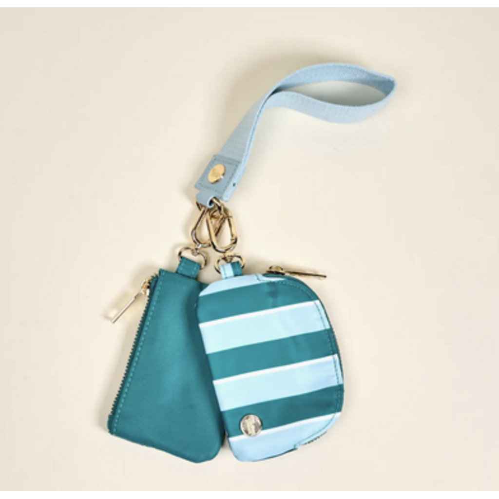 Sicily Stripes Teal Dynamic Duo Wristlet