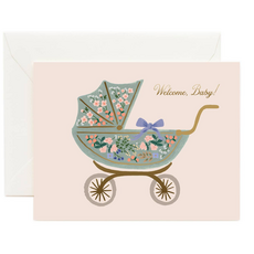 Welcome Baby Floral Pram Card