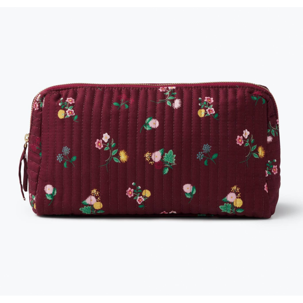Ditsy Dahlia Quilted Large Cosmetic Pouch