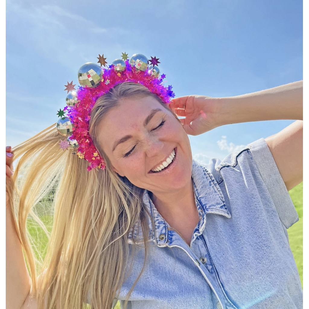 Let It Shine Pink Disco Novelty Headband