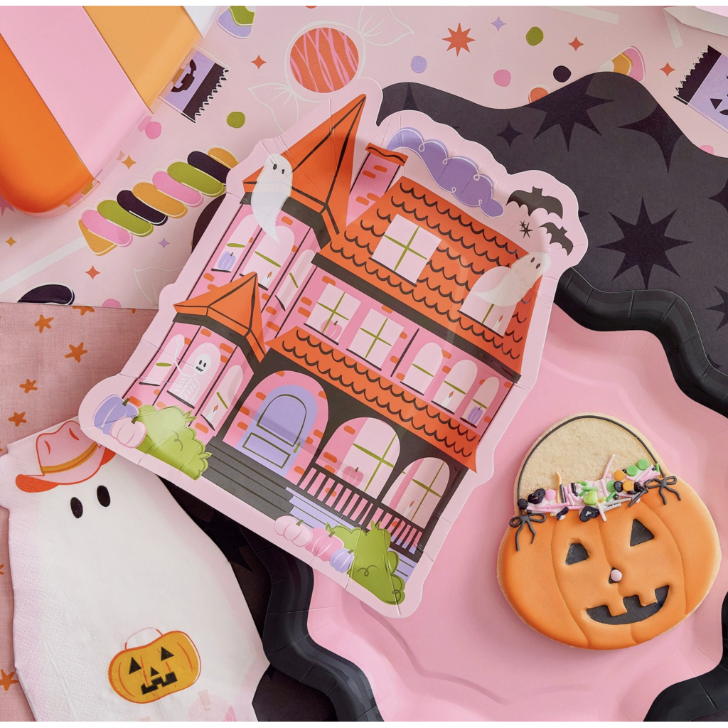 Pink-A-Boo Haunted House Dessert Plates