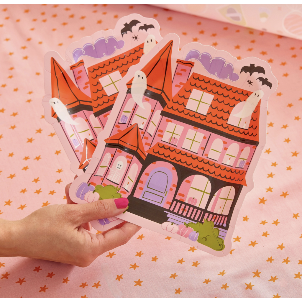 Pink-A-Boo Haunted House Dessert Plates