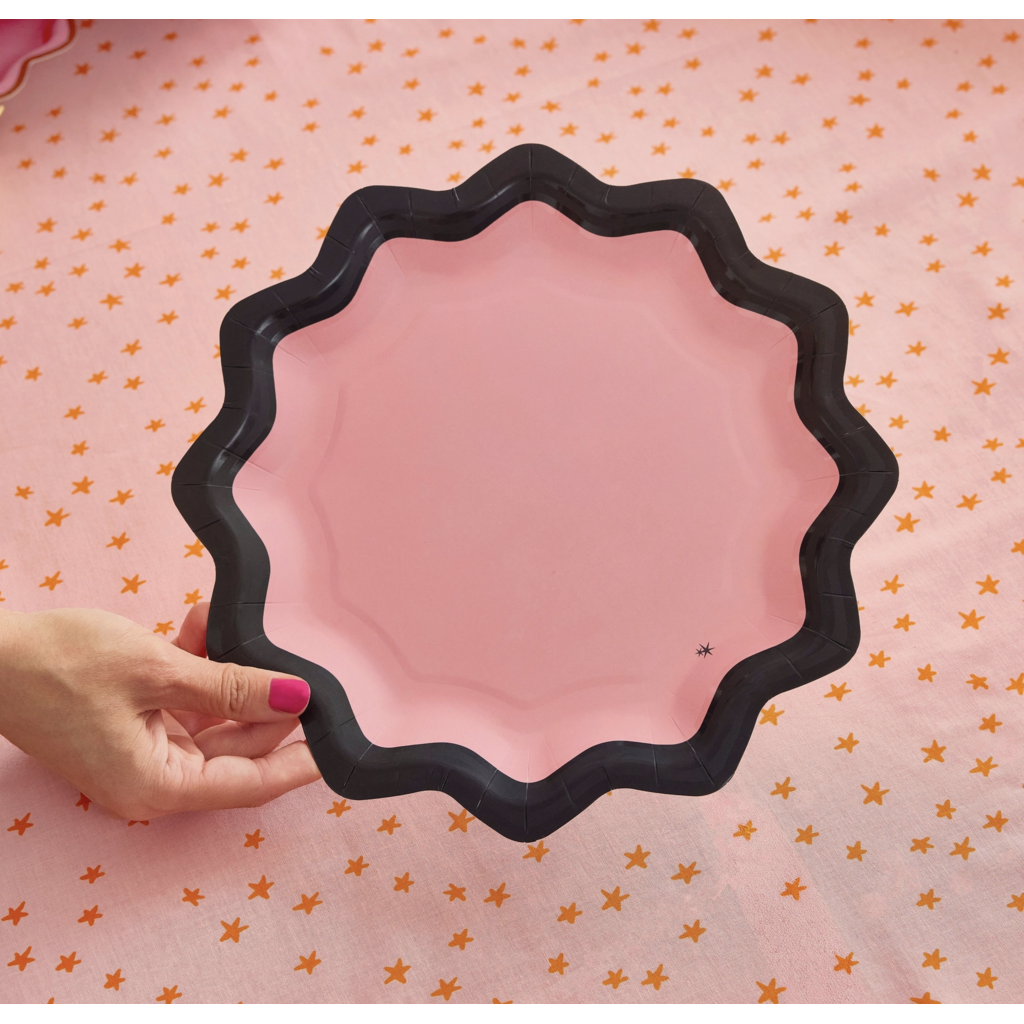 Pink & Black Gloss Dinner Plates