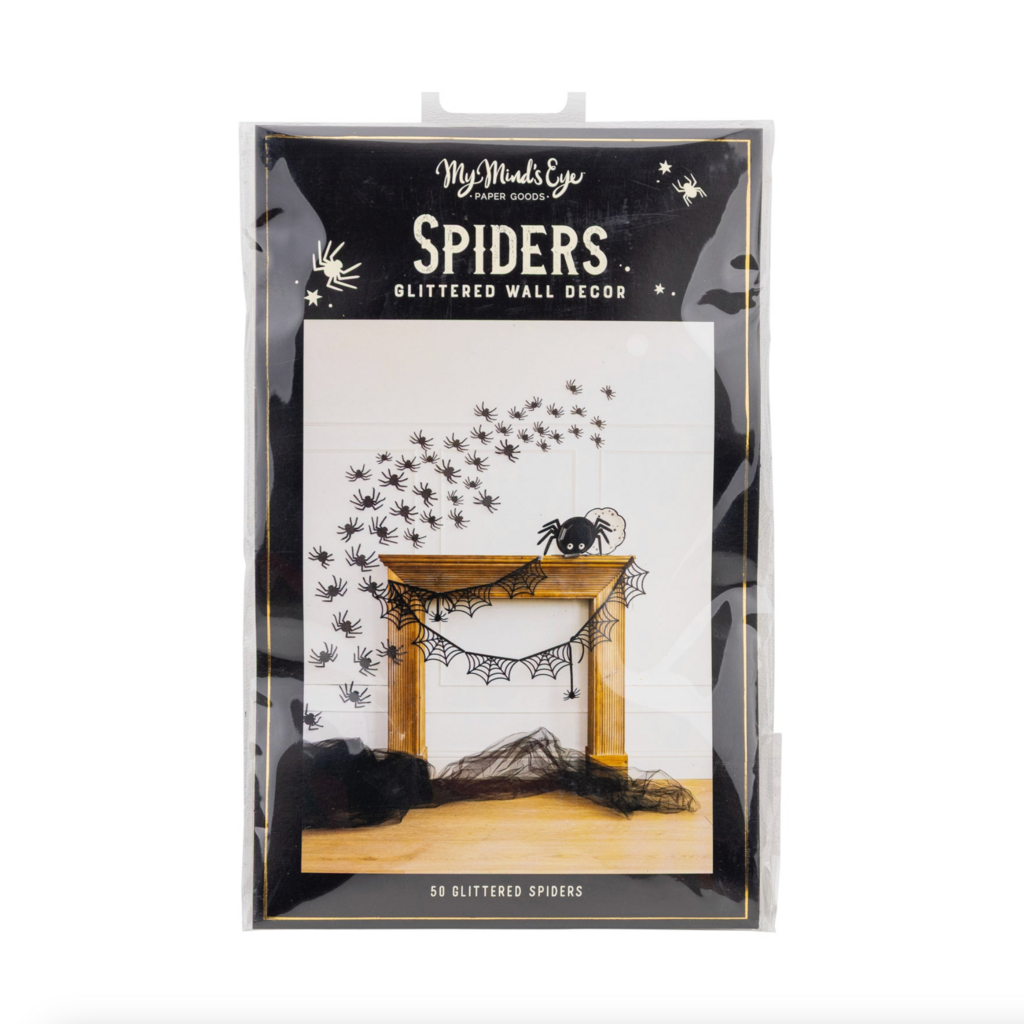 Glittered Wall Decor Spiders
