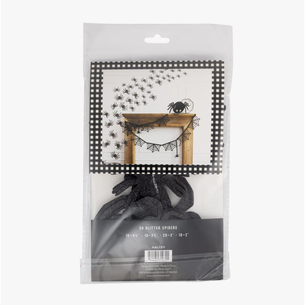 Glittered Wall Decor Spiders