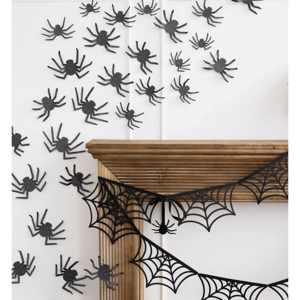 Glittered Wall Decor Spiders