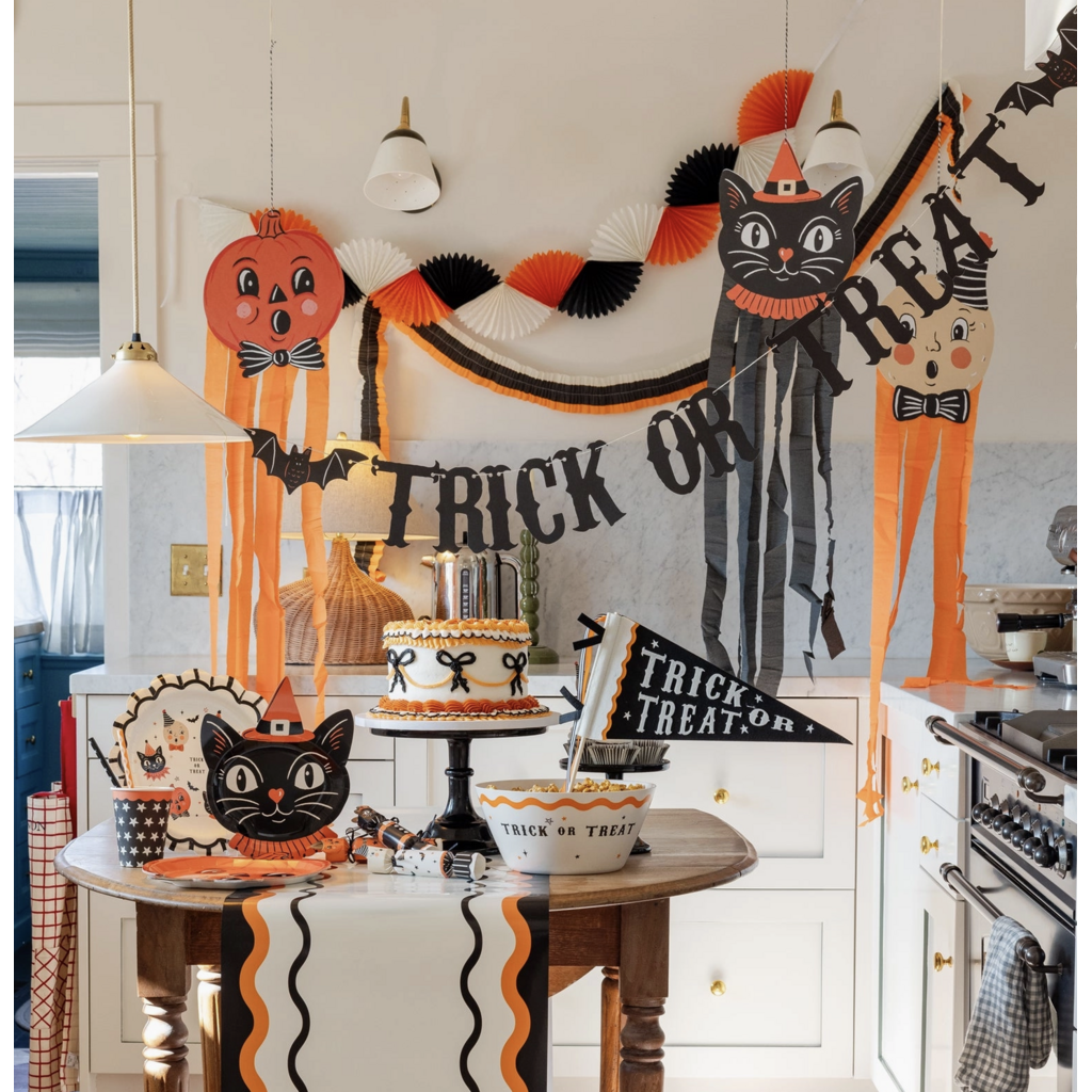 Orange Black & Cream Sewn Crepe Festoon