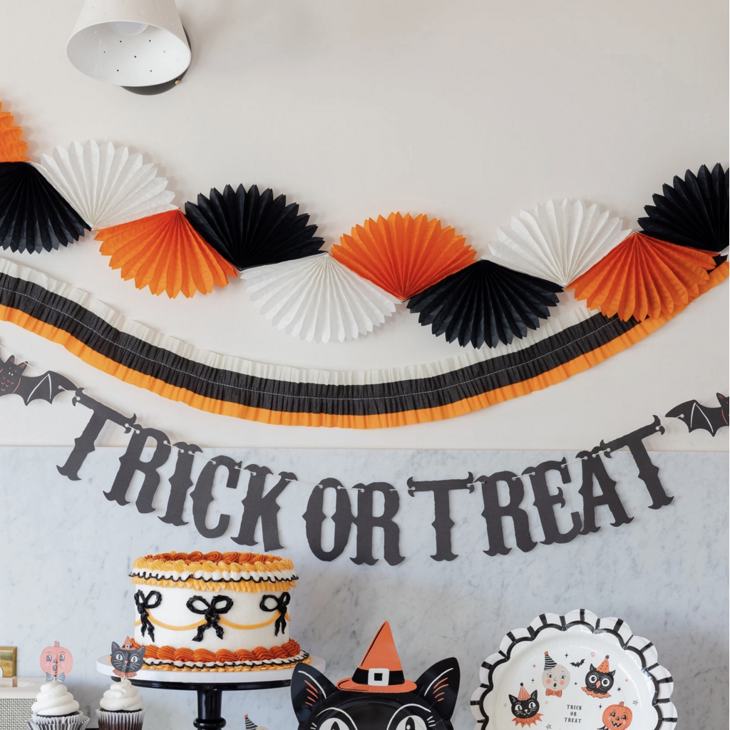 Orange Black & Cream Sewn Crepe Festoon