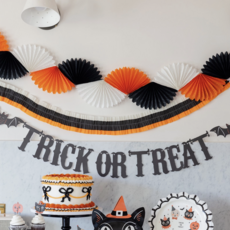 Orange Black & Cream Sewn Crepe Festoon