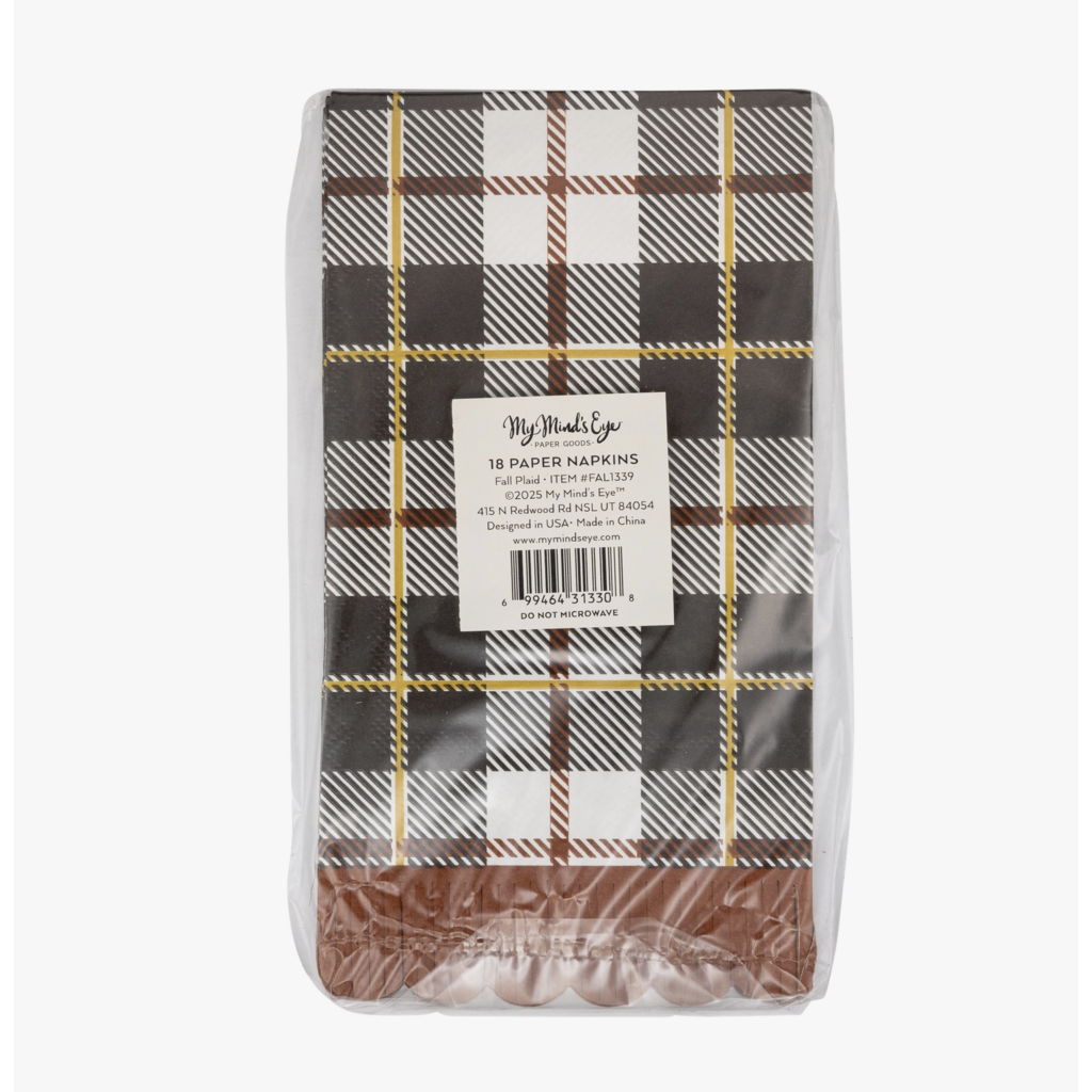Black Fall Plaid Dinner Napkins