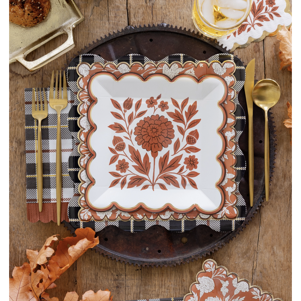 Black Fall Plaid Dinner Napkins