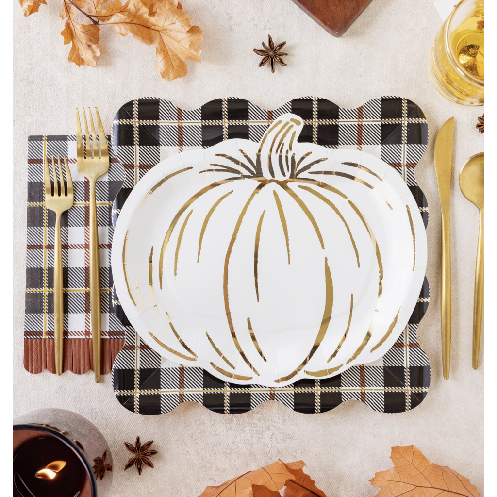 Black Fall Plaid Dinner Napkins