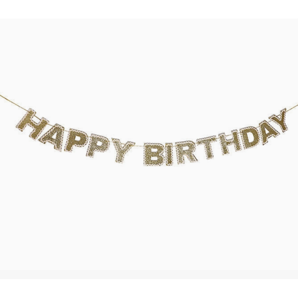 Happy Birthday Gold Shimmer Banner