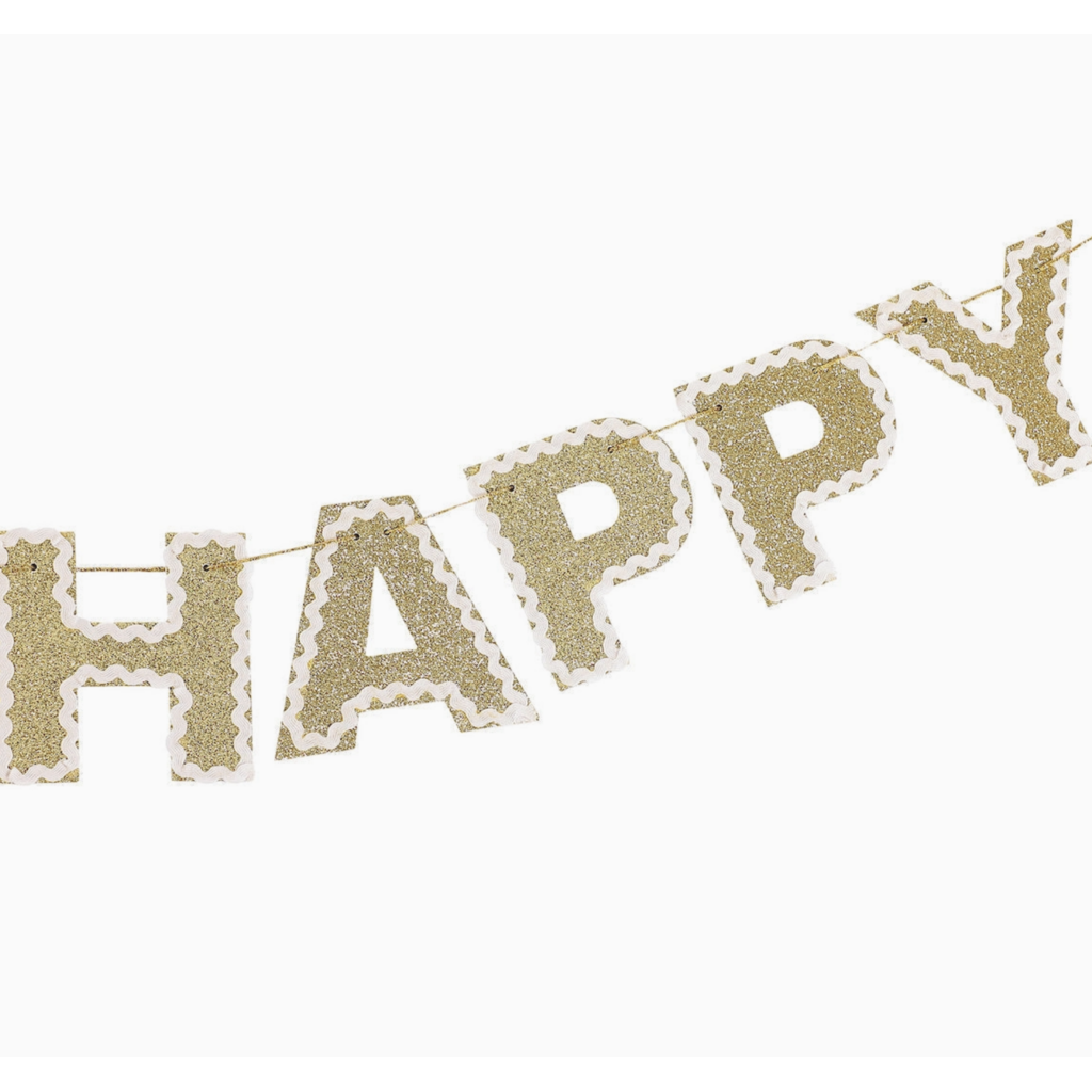 Happy Birthday Gold Shimmer Banner