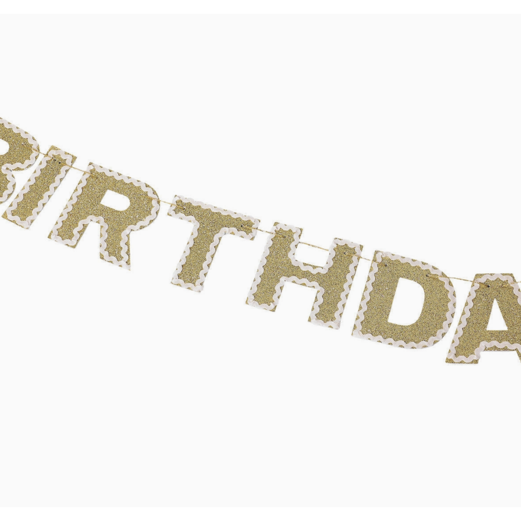 Happy Birthday Gold Shimmer Banner