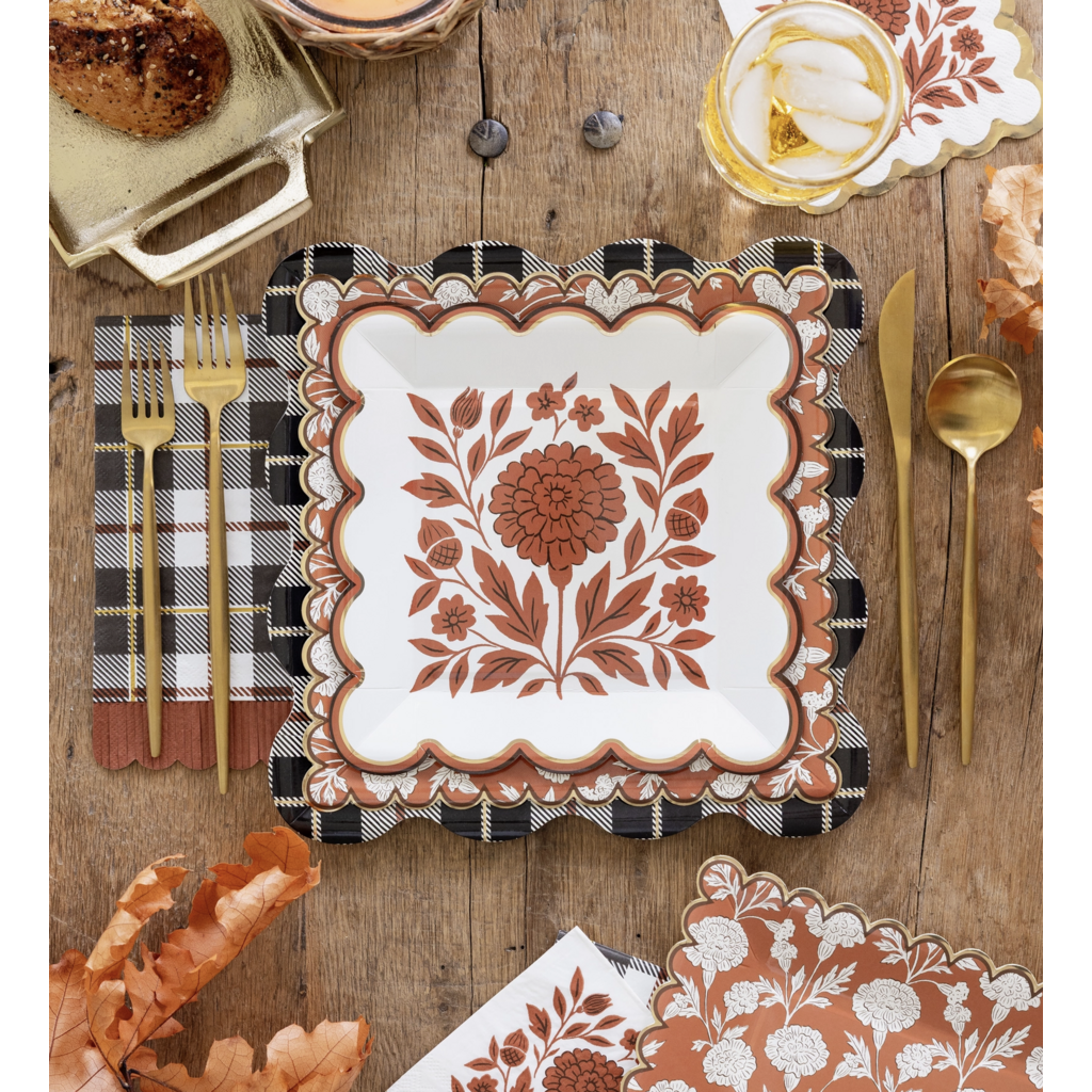 Black Fall Plaid Plates
