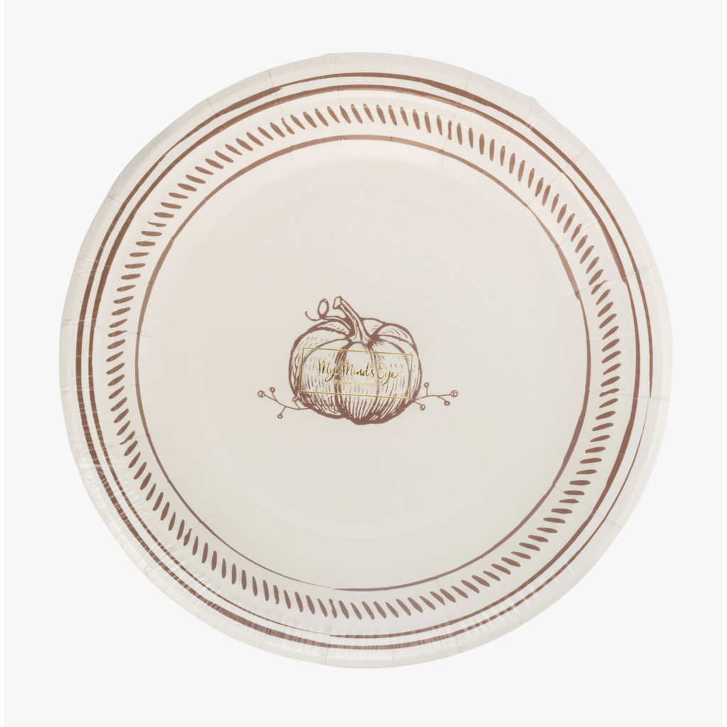 Pumpkin Line Art Paper Plates