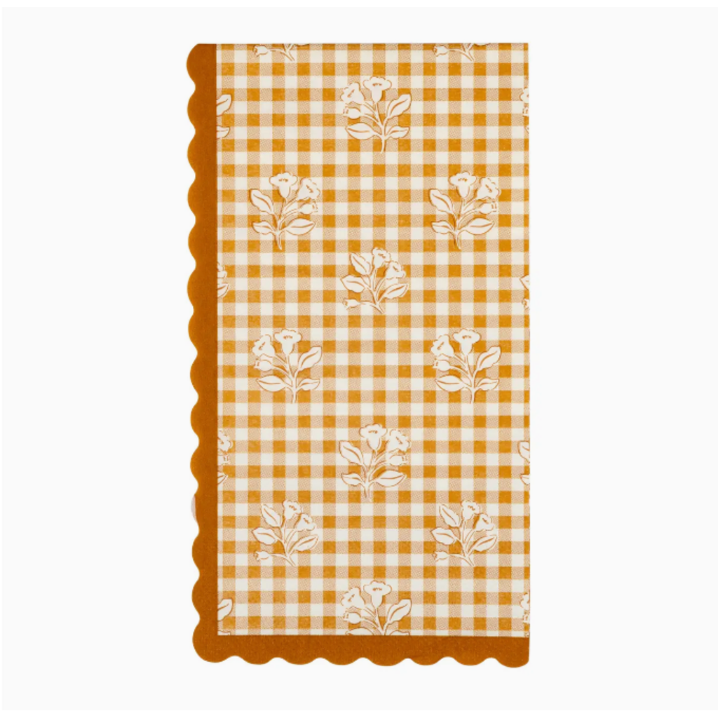 Rust Gingham Block Print Dinner Napkins