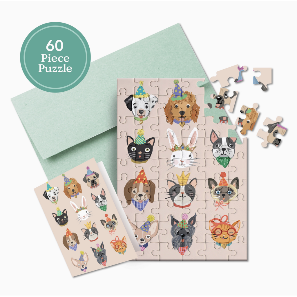 Party Animals Puzzle Birthday Card