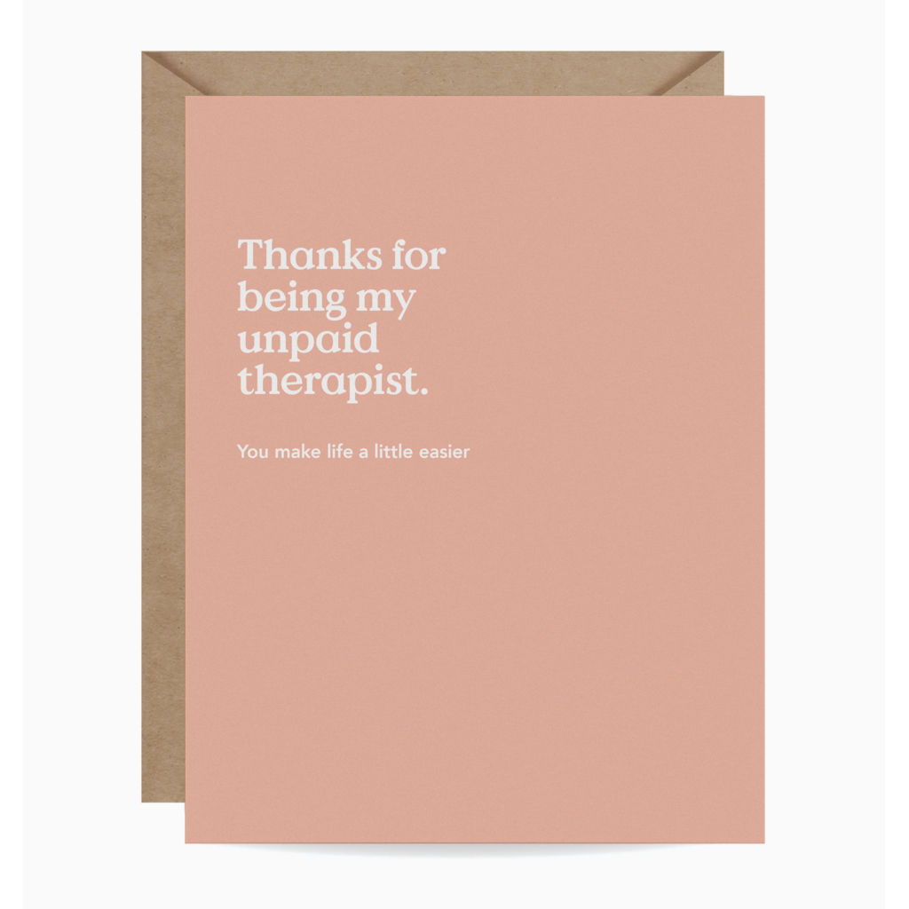 Unpaid Therapist Thank You Card