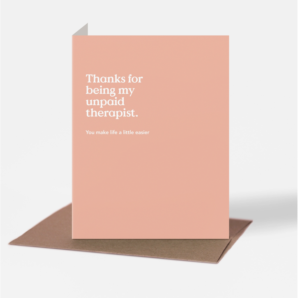 Unpaid Therapist Thank You Card