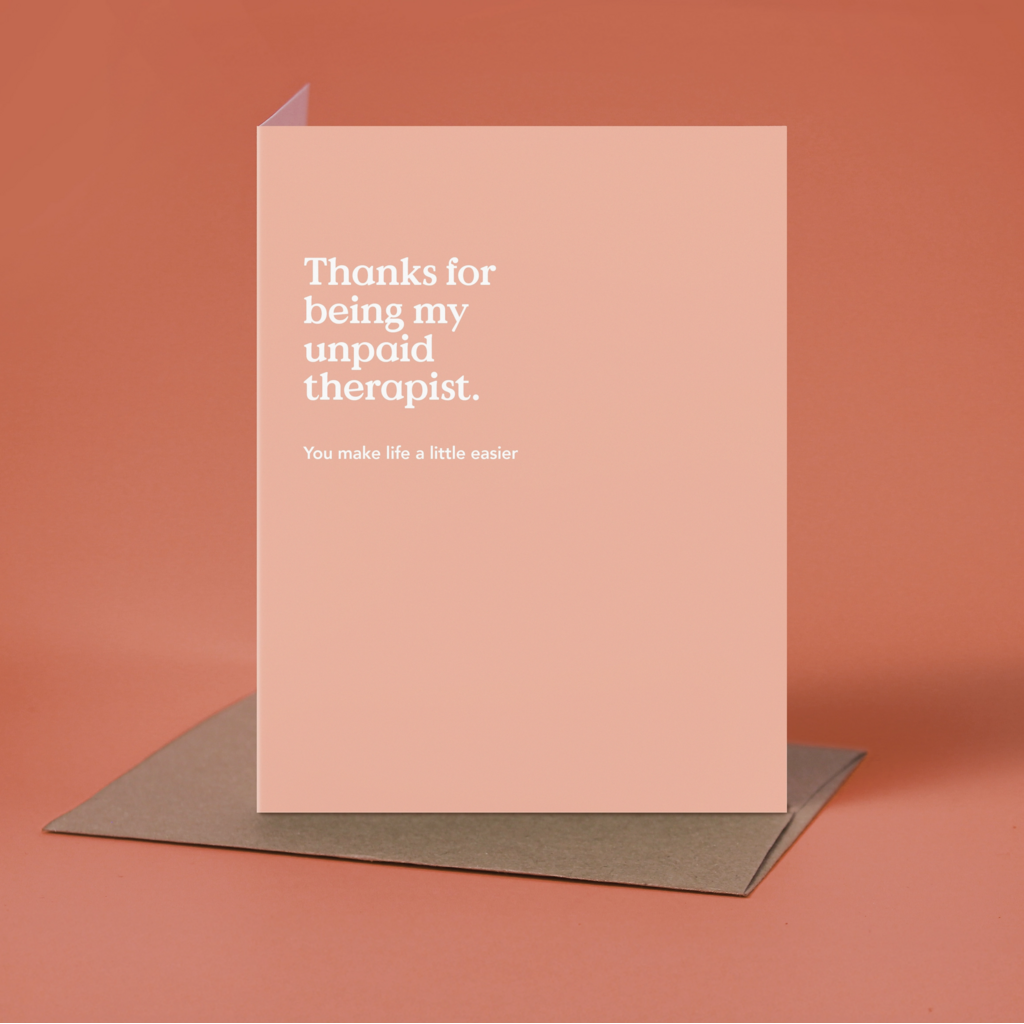 Unpaid Therapist Thank You Card