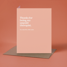 Unpaid Therapist Thank You Card